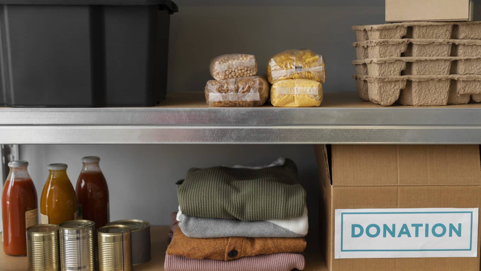 Boxes of clothes and household items sorted and ready for donation during a home declutter