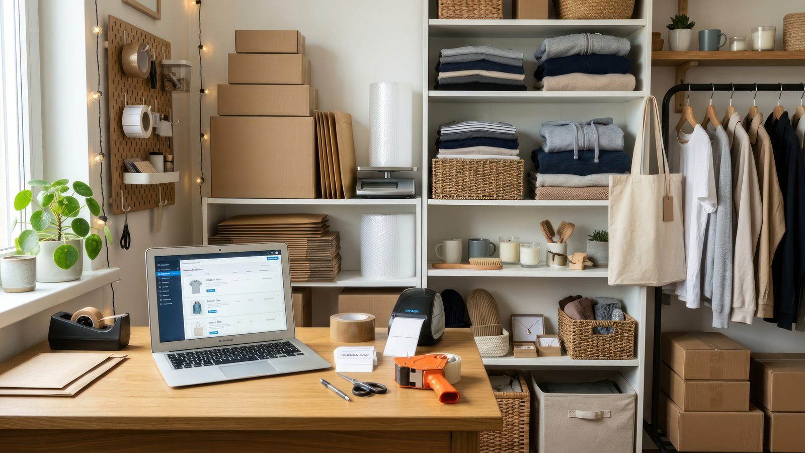 Compact desk organizer tray on a small corner desk with a laptop and neatly arranged supplies